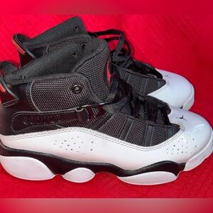 Youth Size 1 JORDAN 6 RINGS BLACK RED WHITE SHOES